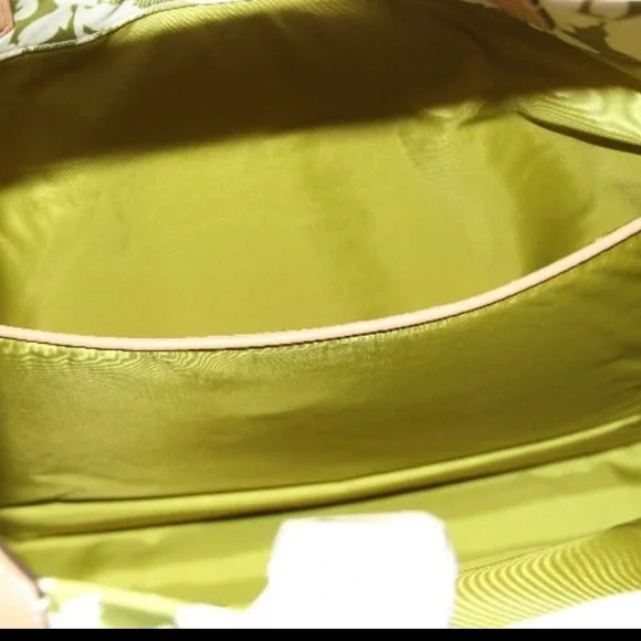 NWT Tory Burch 151611 Ella Nylon Floral Tote Green Bold Flower Large Logo Bag - Picture 7 of 8